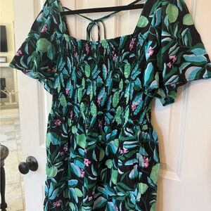 Floral Smocked romper with Puff Sleeves